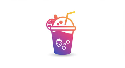 Vibrant gradient smoothie with fruit garnish and straw