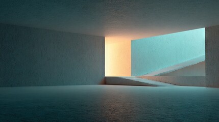 Empty, modern, light-filled interior space