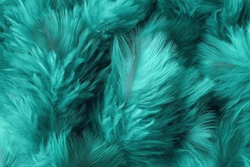Fototapeta premium Dense cyantoned feathers create a plush layered texture with subtle contrasts in light and shadow
