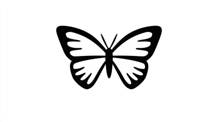 Obraz premium A single vector icon of a butterfly, bold black outline, flat colors, no gradient, simple and modern style, white background, high contrast png