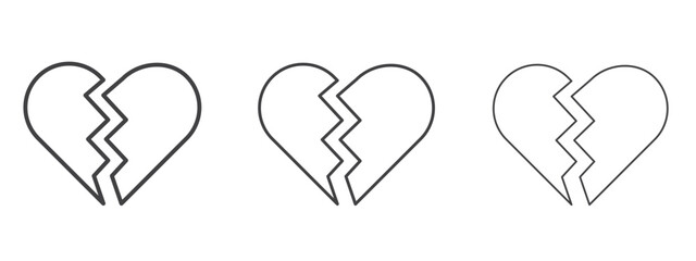 Broken heart icon - editable stroke vector illustration