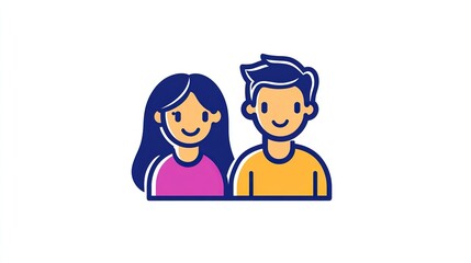 A single vector icon of a family, bold black outline, flat colors, no gradient, simple and modern style, white background, high contrast  png