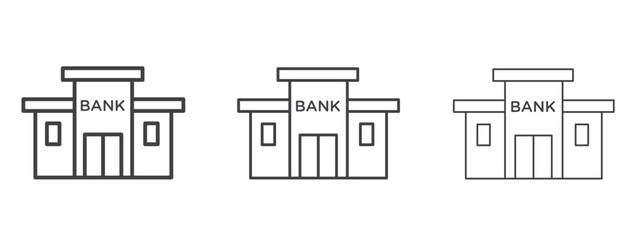 Bank building icon - editable stroke vector illustration
