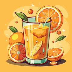 Drink vector fresh juice illustration liquid fruit healthy orange beverage food isolated