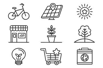 Organic Lifestyle & Zero Waste Icons – Minimal Vector Line Art Collection