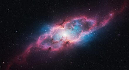 Stunning celestial nebula formation with vibrant cosmic dust clouds and bright stars set against