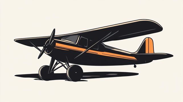 A single vector icon of an airplane, bold black outline, flat colors, no gradient, simple and modern style, white background, high contrast png