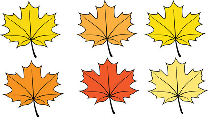 maple leaf. yellow leaf clipart set
