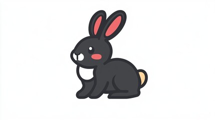 A single vector icon of an Easter bunny, bold black outline, flat colors, no gradient, simple and modern style, white background, high contrast png