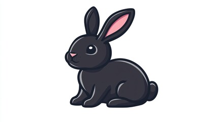A single vector icon of an Easter bunny, bold black outline, flat colors, no gradient, simple and modern style, white background, high contrast  png