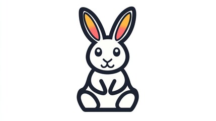 A single vector icon of an Easter bunny, bold black outline, flat colors, no gradient, simple and modern style, white background, high contrast -png