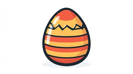 A single vector icon of an Easter egg, bold black outline, flat colors, no gradient, simple and modern style, white background, high contrast  png
