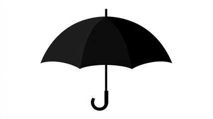 A single vector icon of an umbrella, bold black outline, flat colors, no gradient, simple and modern style, white background, high contrast - png