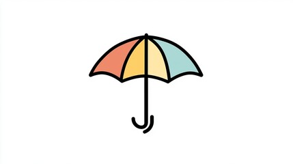 A single vector icon of an umbrella, bold black outline, flat colors, no gradient, simple and modern style, white background, high contrast png