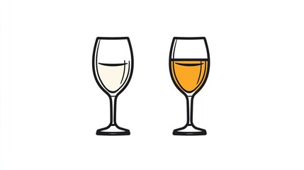 A single vector icon of champagne glasses, bold black outline, flat colors, no gradient, simple and modern style, white background, high contrast  png