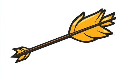 A single vector icon of cupid's arrow, bold black outline, flat colors, no gradient, simple and modern style, white background, high contrast  png