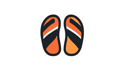 A single vector icon of flip-flops, bold black outline, flat colors, no gradient, simple and modern style, white background, high contrast png