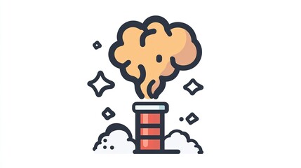 A single vector icon of exhaust fumes, bold black outline, flat colors, no gradient, png