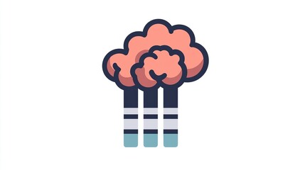 A single vector icon of exhaust fumes, bold black outline, flat colors, no gradient, simple and modern style, white background, high contrast png