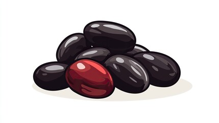 A single vector icon of jelly beans, bold black outline, flat colors, no gradient, simple and modern style, white background, high contrast - png