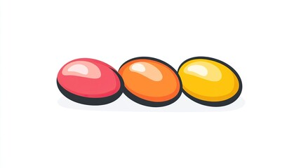 A single vector icon of jelly beans, bold black outline, flat colors, no gradient, simple and modern style, white background, high contras png