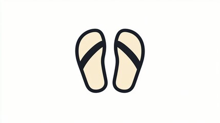 A single vector icon of flip-flops, bold black outline, flat colors, no gradient, simple and modern style, white background, high contrast  png