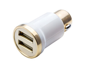 Dual usb car charger adapter isolated on transparent background