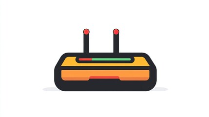 Obraz premium A single vector icon of a router, bold black outline, flat colors, no gradient, simple and modern style, white background, high contrast 