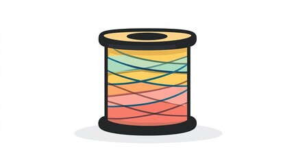 A single vector icon of a thread spool, bold black outline, flat colors, no gradient, simple and modern style, white background, high contrast 