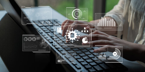 Big data visualization dashboard showing analytics, insights, and performance. Data supports...