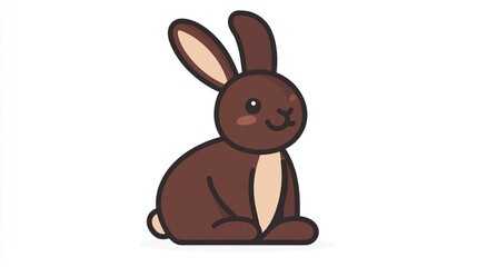 A single vector icon of a chocolate bunny, bold black outline, flat colors, no gradient, simple and modern style, white background,