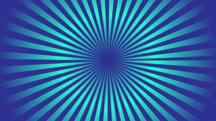 Dynamic radial sunburst background with blue and turquoise gradient beams