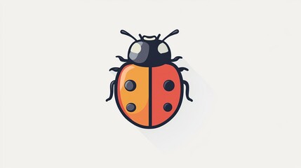 Naklejka premium A single vector icon of a ladybug, bold black outline, flat colors, no gradient, simple and modern style, white background