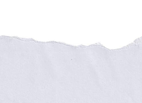 Clean White Torn Paper Edge fream on png Background - Subtle Textured Border for Copy Space and Design Elements, White ripped note, Ripped paper texture, 