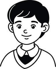 student avatar flat vector line art white background curious eyes