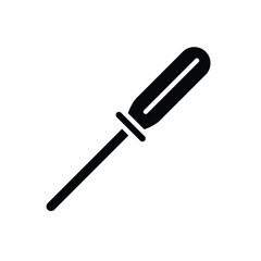 Black and White Illustration of a Classic Flat Head Screwdriver
