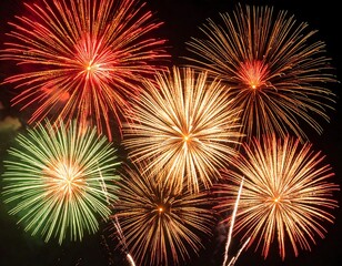 Naklejka premium Fireworks display exploding in vibrant colors