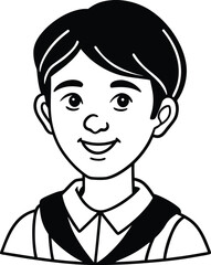 Obraz premium student avatar flat vector line art white background gentle smile