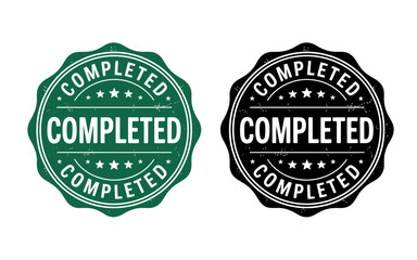 Green and Black Completed Seals for Project Status and Task Management Illustration Vector Design Resource