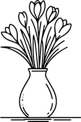 line art of flowers in vase