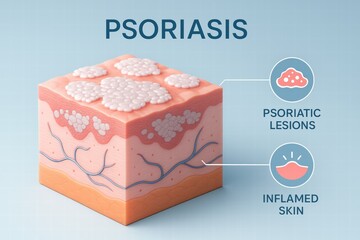  Psoriasis Highlighting Psoriatic Lesions and Inflamed Skin Layers for Educational Purposes