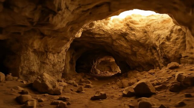 Underground cave and smuggling catacombs with collapsed wall &ndash; mysterious atmospheric tunnel video footage

