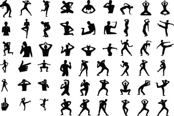 TikTok Dance Poses Icon Silhouette Set Trendy TikTok Dancer Silhouettes Vector Icons