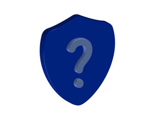 Simple illustration of a 3D shield icon with a question mark. Transparent background, PNG format.
