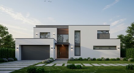 Stylish modern and minimalist home exterior design, architectural design home with unique design