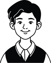 student avatar flat vector line art white background friendly smile