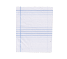 Lined paper sheet isolated on transparent png background. blank Isolated Notebook Page mockup for School, Notes, and Copy Space. Single Sheet of Lined Paper with Torn Edges, notebook
