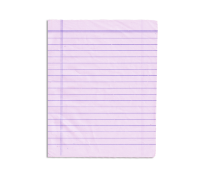 Purple Brown Lined paper sheet isolated on transparent png background. blank Isolated Notebook Page mockup for School, Notes, and Copy Space. Single Sheet of Lined Paper with Torn Edges, notebook