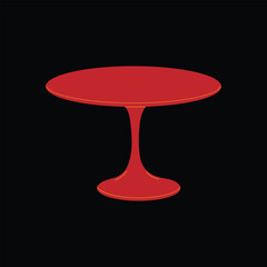 red round table with a sleek pedestal design on a black background