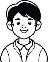 Obraz premium student avatar flat vector line art white background thoughtful look